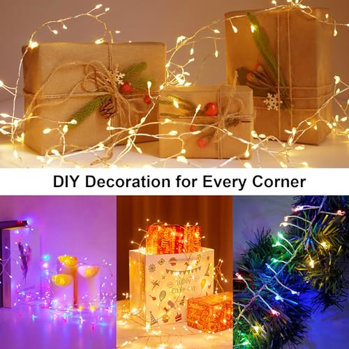 Dual Color 10Ft 200 LED Fairy Lights Battery Operated with Remote Timer (200 Count)