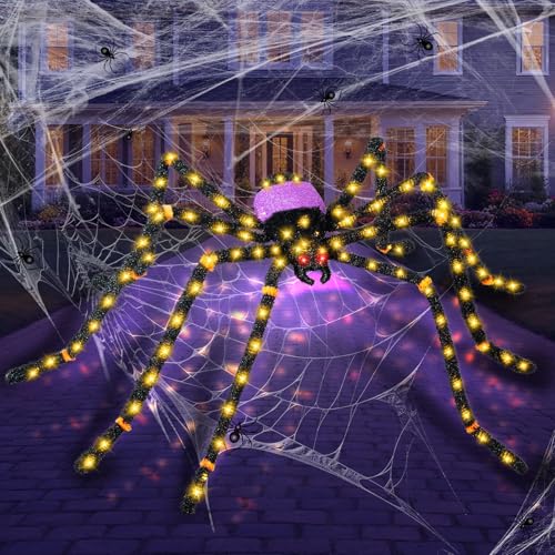5.5FT Giant Spider Halloween Decorations with 100LED