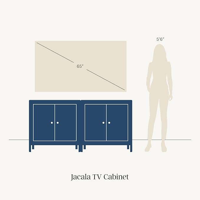 Nathan James Jacala Mid Century Modern Media Console Cabinet or TV Stand, Entryway Storage Cabinet with Doors and Wood Frame, Raw Oak, Set of 2