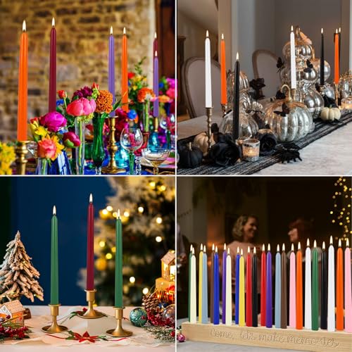 24 Pack 10" Tall Colored Taper Candles (24 Count)