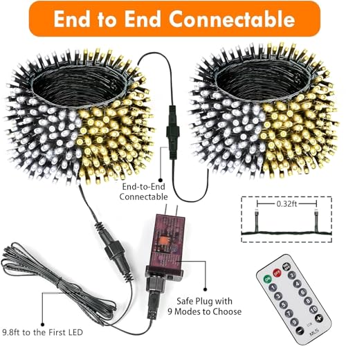 75.8FT Connectable Color Changing Christmas Lights with Remote Timer 200LED