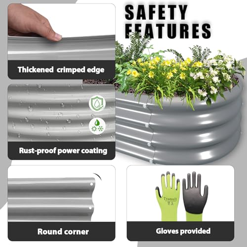 4 Pack 8x3x1FT Galvanized Raised Garden Bed Large Metal Planter Box Kit Elevated Raised Garden Planters for Outdoor Plants (4 Count)