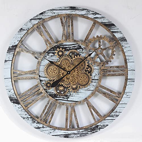 The Gears Clock 36'' Inch Real Moving Gear Wall Clock Vintage Industrial Oversized Rustic Farmhouse