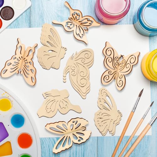 DIY 3D Spring Butterfly Wood Crafts to Paint (24 Count)