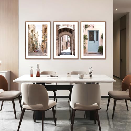 KAlRNE European Street Scenery Mediterranean Wall Art Italy Set (3 Count)
