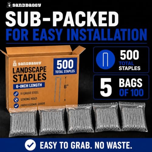 500-Count 6-Inch Galvanized Landscape Staples - SOD Garden Stakes ~ Trusted by Farmers & Contractors Across the USA (500 Count)