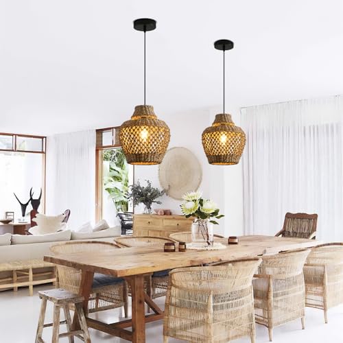 2 Pack Rattan Pendant Light (2 Count)