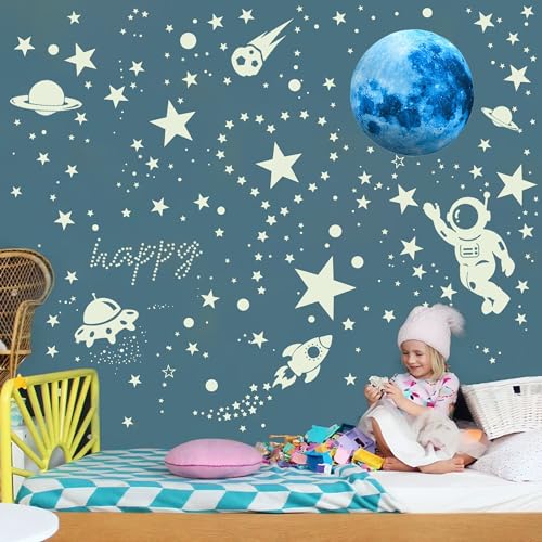 530 Glow in the Dark Stars for Ceiling Moon and Space Wall Decals