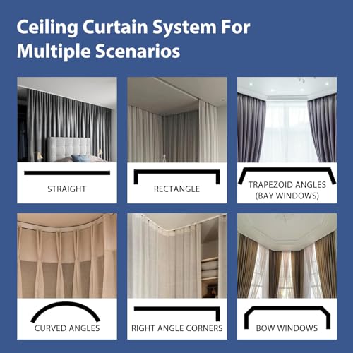 Room Divider Ceiling Mounted Curtains Track Sets Extra Wide Blackout Curtain Flexible Tracks for Bedroom Privacy Partition Separator
