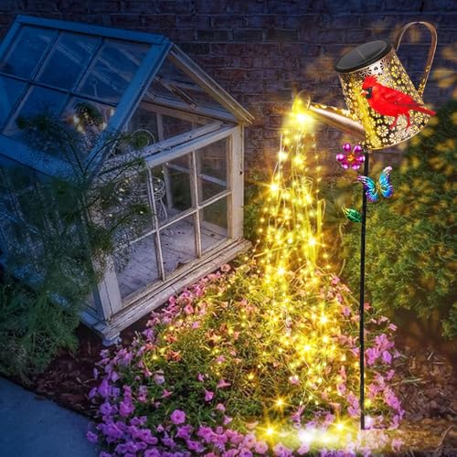 Solar Watering Can with Lights Outdoor Cardinal Garden Decor Gifts