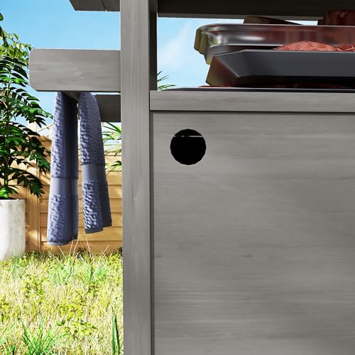 Outdoor Grill Cart with Wheels and Storage Gray