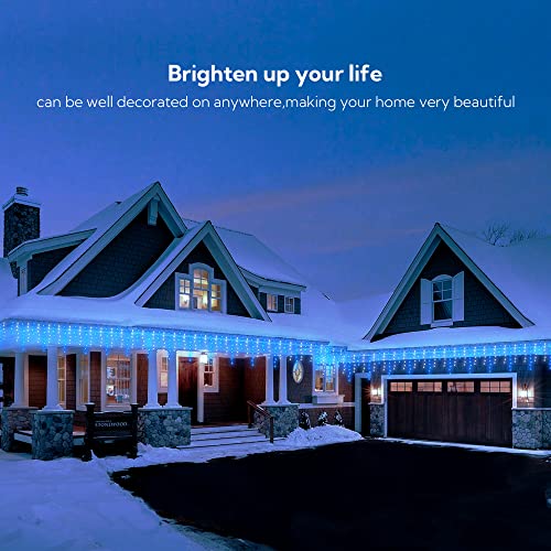 33FT 360 LED Blue White Christmas Icicle Lights