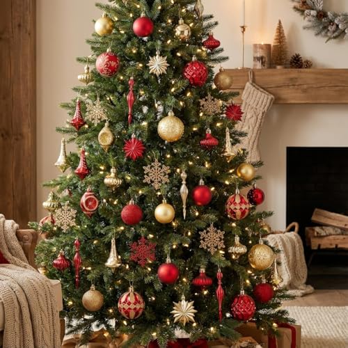 100ct Christmas Tree Decorations Ball Ornaments Set Large (100 Count)