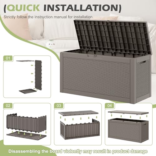 80 Gallon Outdoor Storage Box Waterproof Deck Box for Patio
