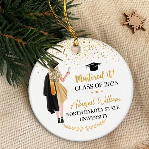 Personalized Graduation Ornament Class of 2024 Graduate Christmas Ceramic Ornaments Graduation Keepsake Gifts Xmas Tree Decorations