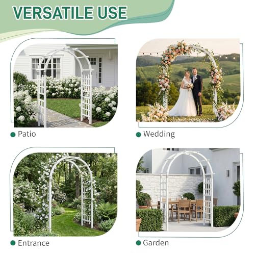 7Ft White Wooden Arbor Arch