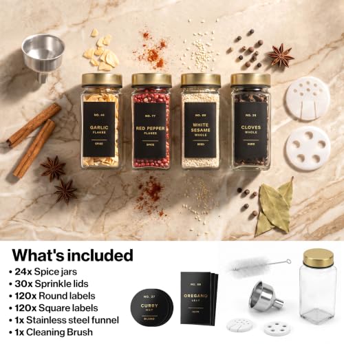Glass Spice Jars with Label (24 Count)