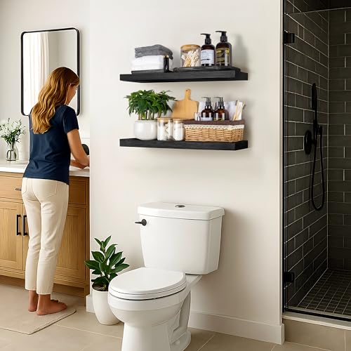 Wood Floating Shelves for Wall 24 inch (2 Count)