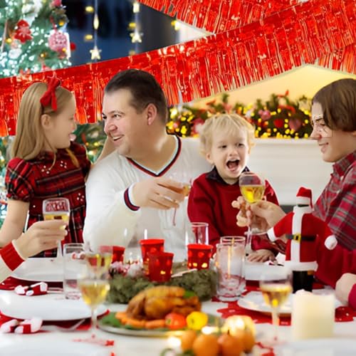 Red Foil Fringe Garland 10FT 6packs for Parade Float Decorations (60 Foot)