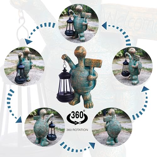 JOYBEE Garden Statues Turtle with Solar Lantern Outdoor Decor