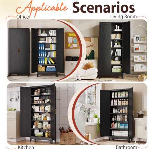 75" H Tall Kitchen Storage Cabinet with Doors