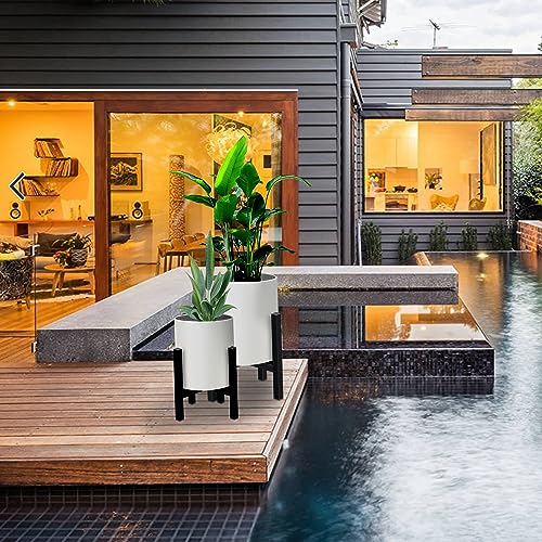 12 inch & 10 inch Plant Pot with Stands Set of 2 with Drainage Plug (2 Count)
