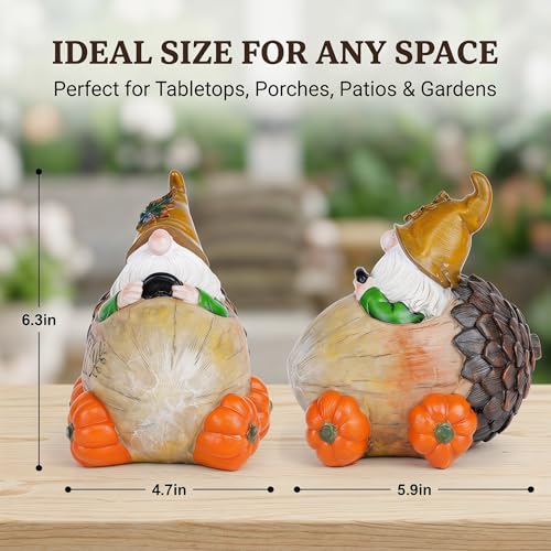 Fall Gnome Figurine with Acorn Car & Pumpkin Wheels