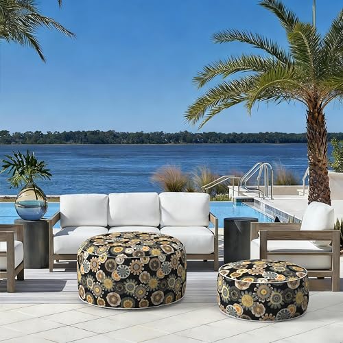 Indoor Outdoor Large Inflatable Ottoman Pouf D31 x H14 Inch