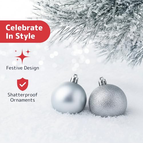 36pc Silver Christmas Ornaments Set