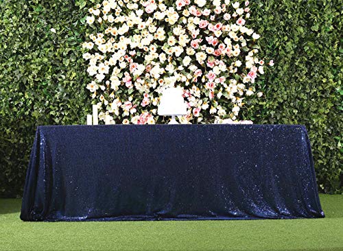 Sequin Tablecloth 90x132 Inch Navy Blue for Wedding Party