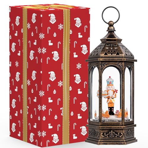 12.8'' Christmas Gingerbread Nutcracker Snow Globe Lantern