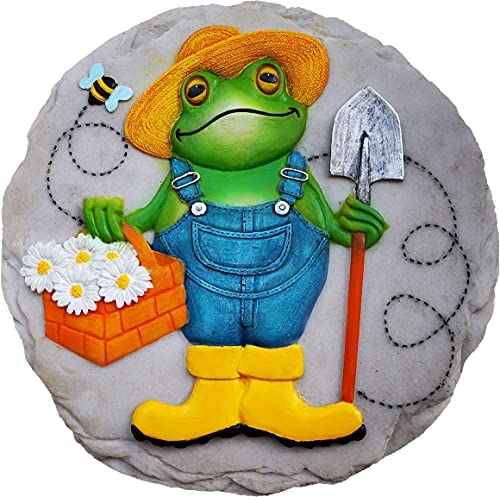 Garden Décor Frog Farmer Stepping Stone