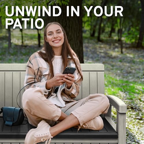 2 Seat Outdoor Storage Bench with Rain Cover