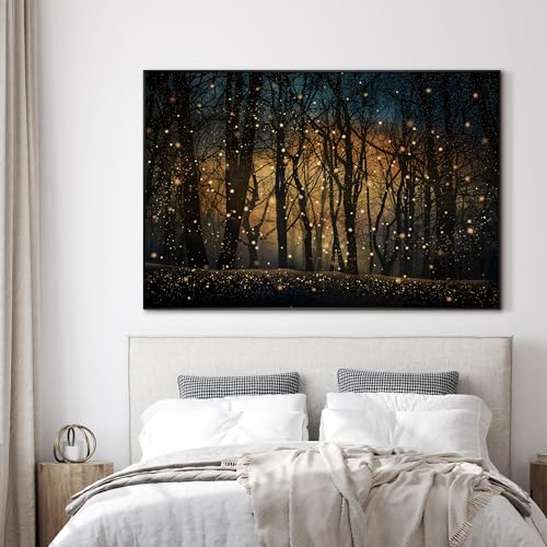 46"x72" Extra Large Framed Wall Art Magical Firefly Night Forest