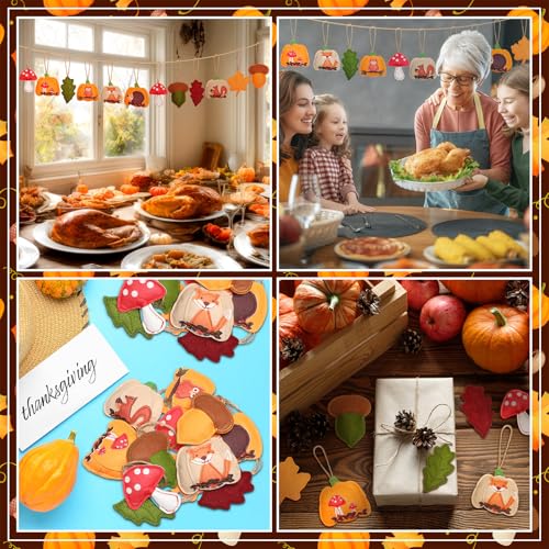 12 Pcs Fall Felt Ornaments Thanksgiving 3D Hanging Tree Decor (12 Count)