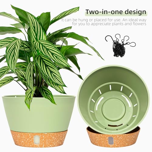 2 Pack 10 Inch Hanging Planters for Indoor Outdoor Plants (2 Count)