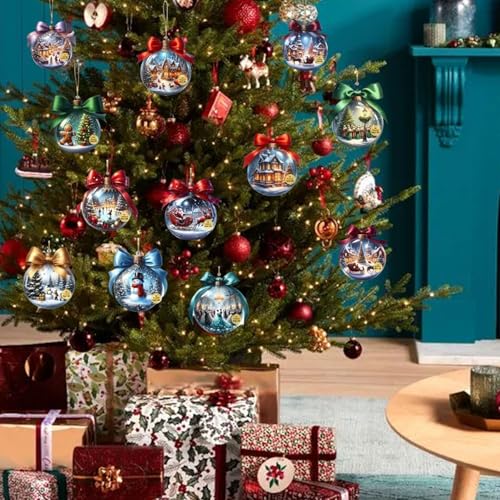 Mtruil Colourful Xmas Ball Shape Christmas Tree Hanging Ornaments 12 Pcs