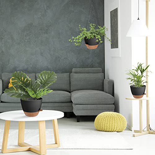 8 Inch Self Watering Hanging Planters for Indoor Outdoor Plants (2 Count)