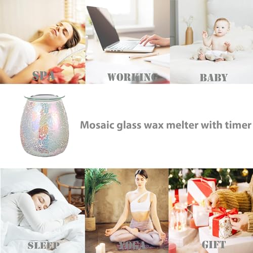 2-in-1 Candle Warmer Lamp, Electric Wax Melt Warmer with Pink Ombre Glass, Night Light & Removable Tray, Flameless Aromatherapy Gift for Home Bedroom Office