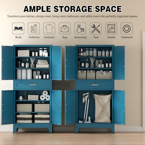 Farmhouse Storage Kitchen Pantry Cabinet with 4 Barn Door