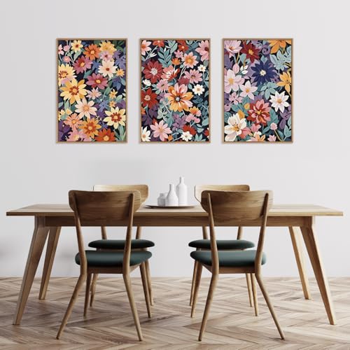 Boho Floral Framed Canvas Wall Art