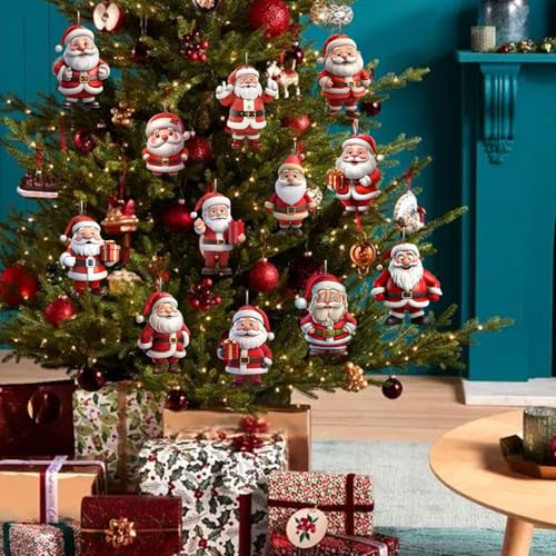 12 Pcs Christmas Ornaments Santa Claus Xmas Tree Hanging Decor