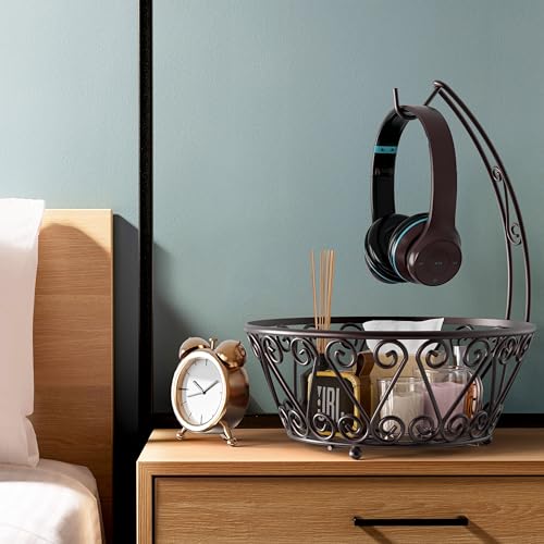 SimpleHouseware Fruit Basket Bowl with Banana Tree Hanger