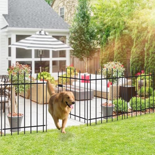 32" x 12' No Dig Metal Garden Fence with Gate