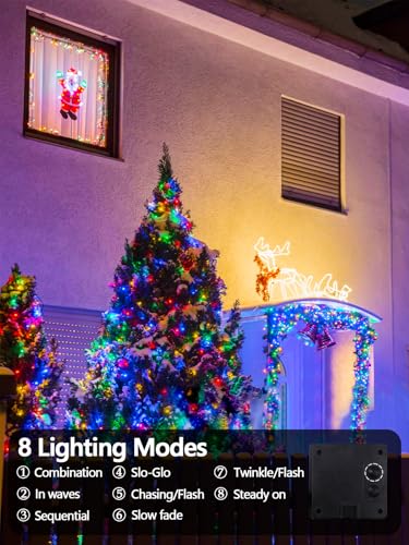 Solar Christmas Lights Outdoor 6 Pack 600 LED 198FT String Light Multicolor (6 Count)