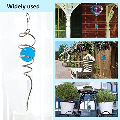 Gazing Ball Spiral Decorative Wind Spinner Tail with Blue Glass Orb