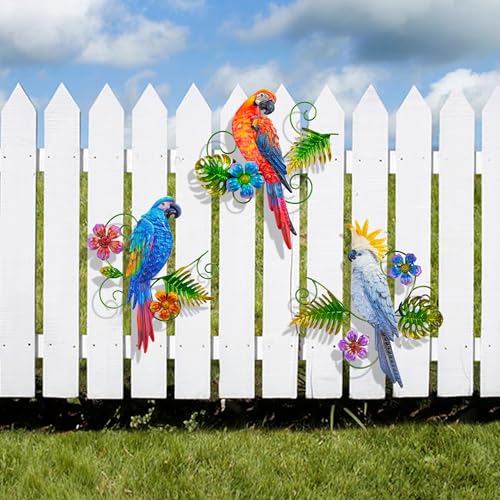 Metal Colorful Parrots Wall Art (3 Count)