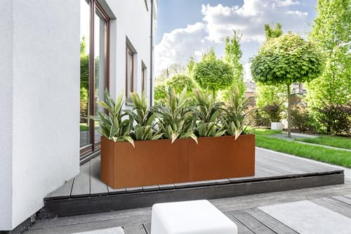 Corten Steel Planter Box 32" L x 12" W x 16" H Rectangular Outdoor Planter