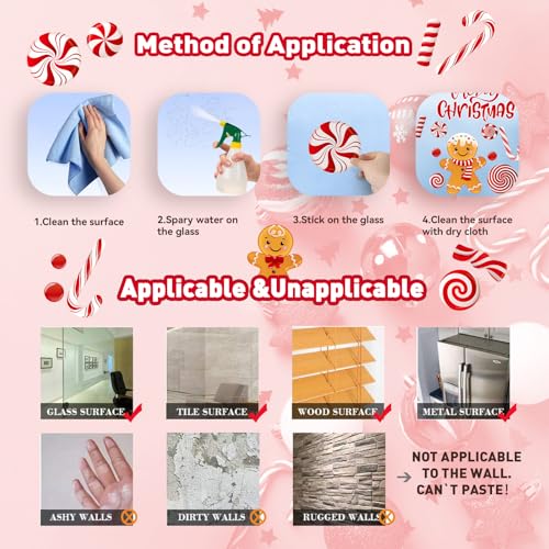 Christmas Window Clings for Glass Windows (73 Count)