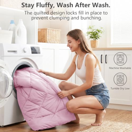 King Comforter Set 102"x90" Light Pink